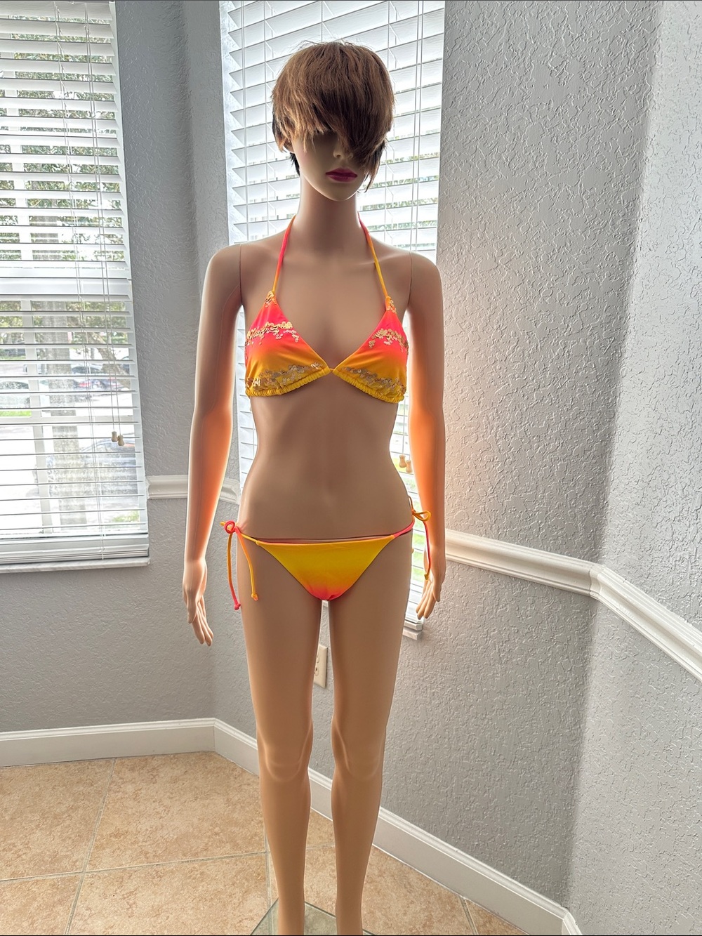 Victoria's Secret Pink and Yellow Gradient Tie Bikini
